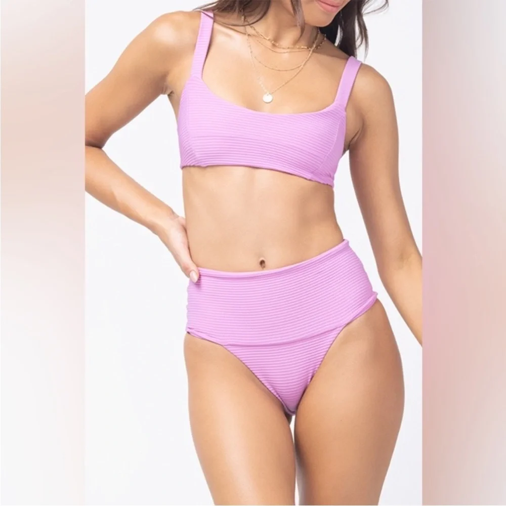 NWT L*SPACE Jess/Desi Ribbed Two-piece Bikini Set | rosebud pink | revolve